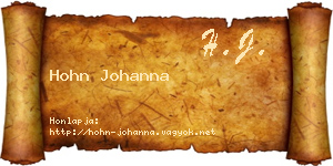 Hohn Johanna névjegykártya